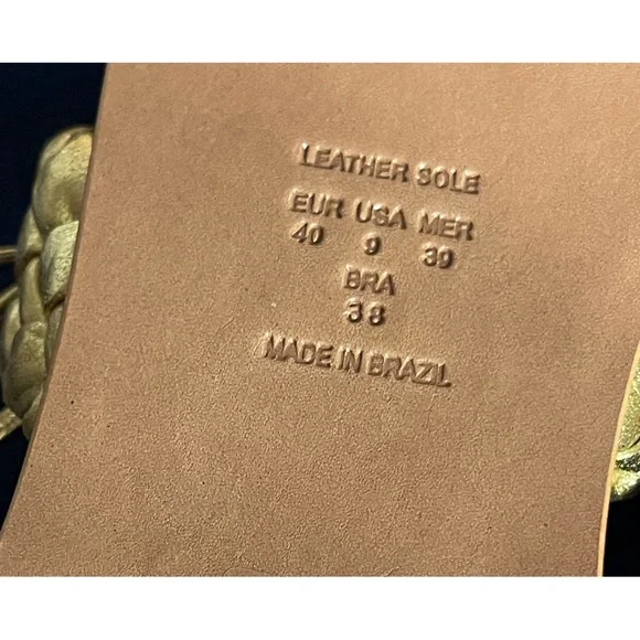 Anthropologie x Vicenza Metallic Braided Gold Sandals NWT SZ 9 - Picture 12 of 14